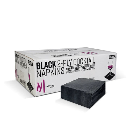 Mayfair Black 2ply Cocktail Napkins 1000/case