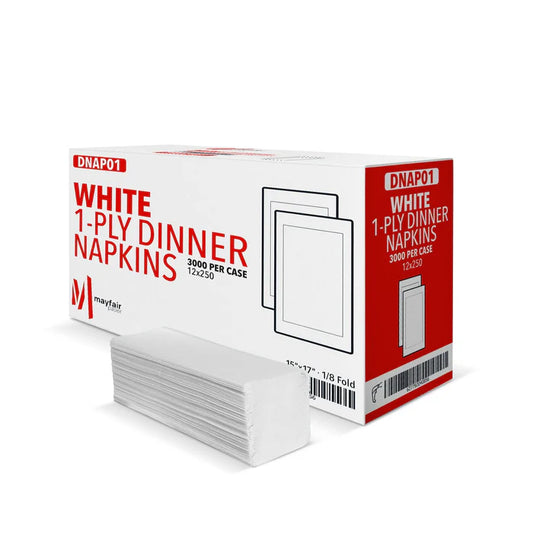 Mayfair White 1ply Dinner Napkins 3000/case