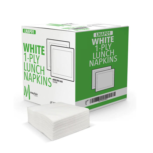 Mayfair White 1ply Lunch Napkins 9000/case