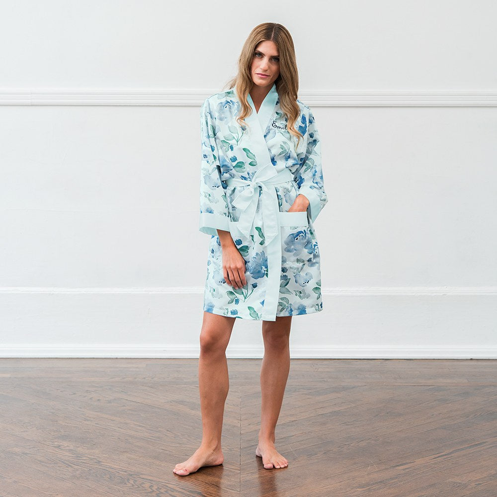 Custom Satin Floral Bridal Robes