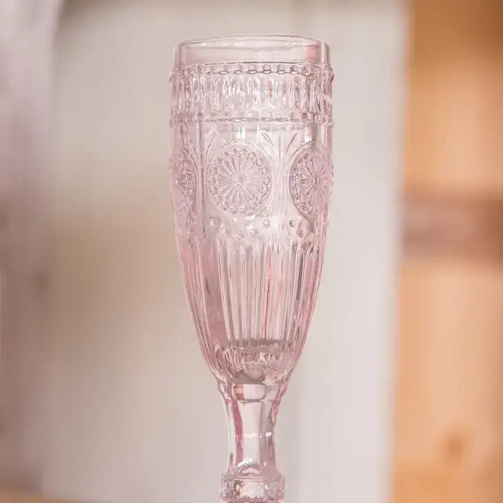 Vintage Style Pressed Glass Champagne Flute