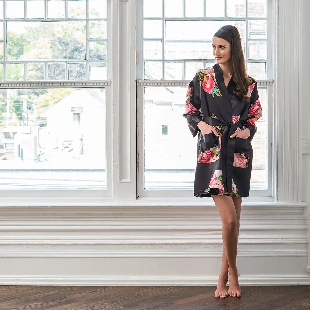 Custom Satin Floral Bridal Robes