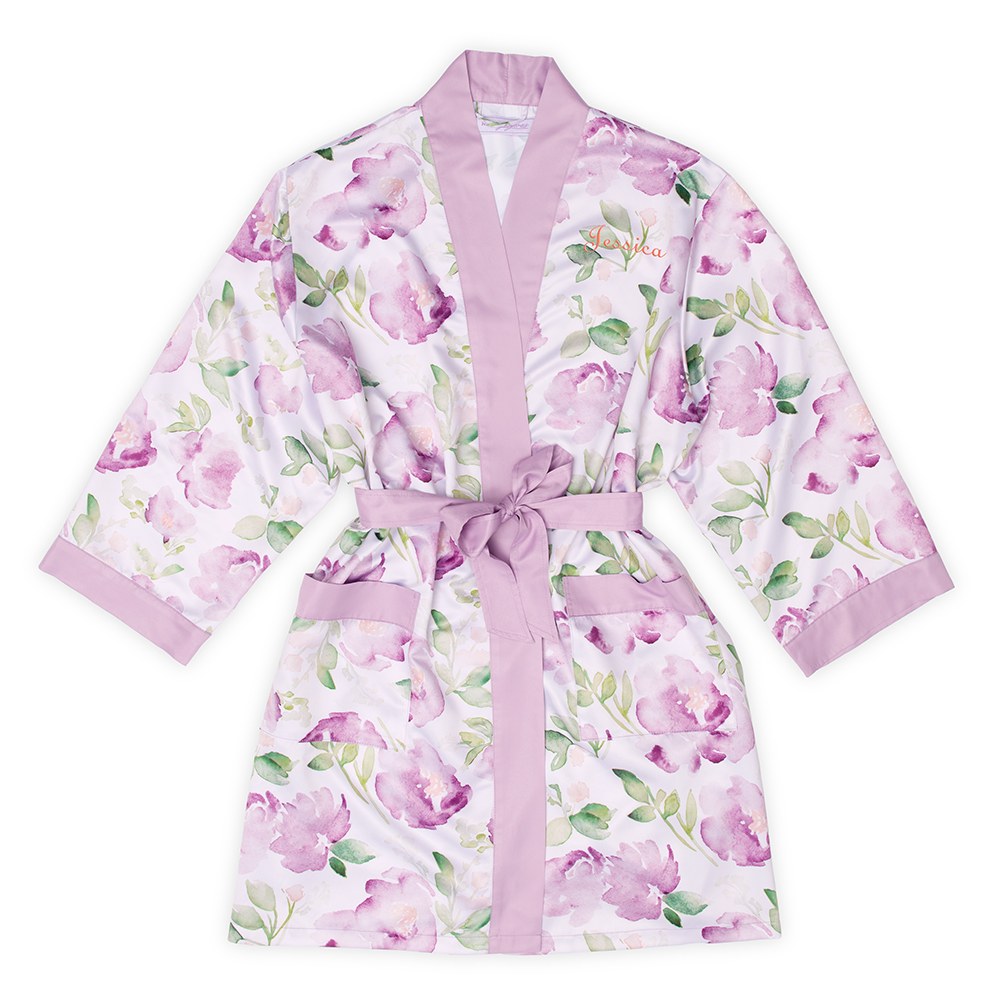 Custom Satin Floral Bridal Robes