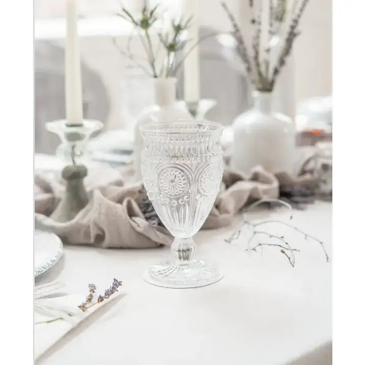 Vintage Style Pressed Glass Wine Goblet