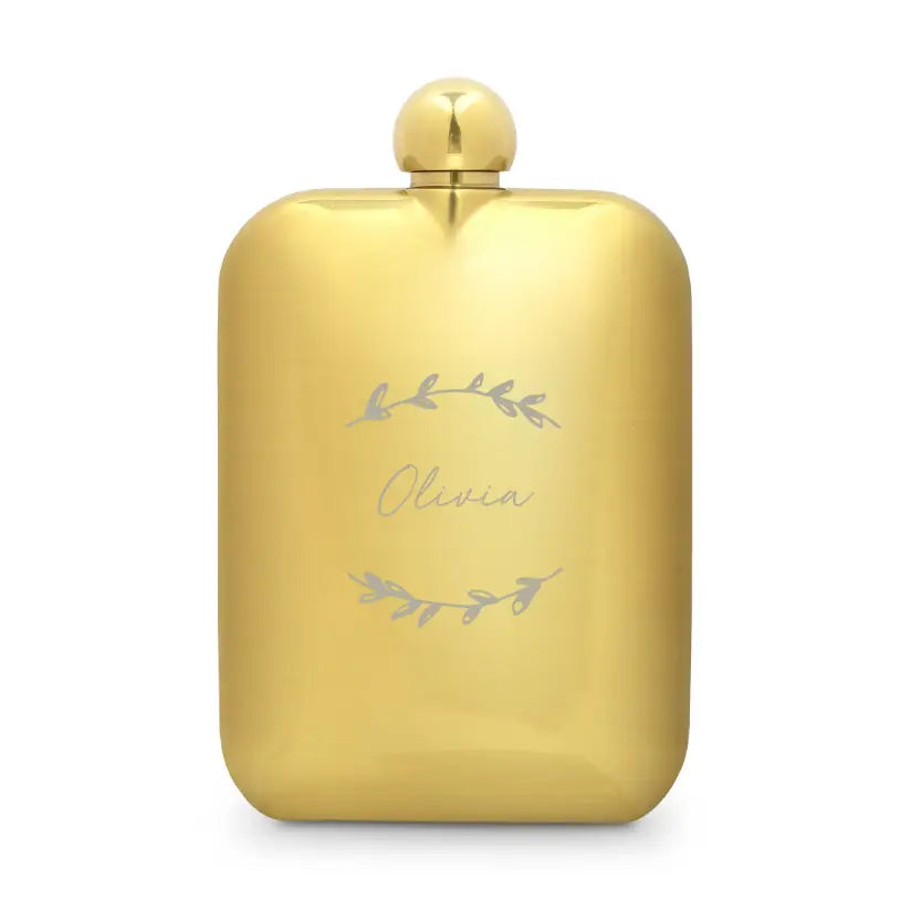 Custom Gold Metal Round Edged Hip Flasks