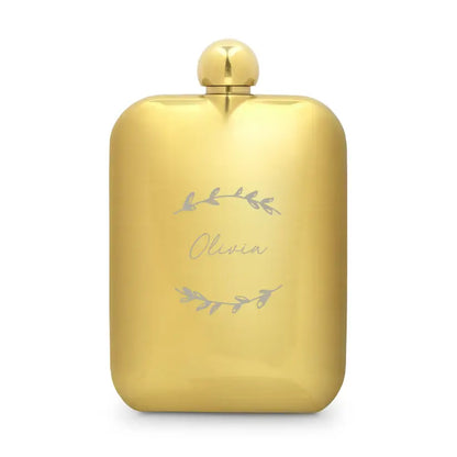 Custom Gold Metal Round Edged Hip Flasks