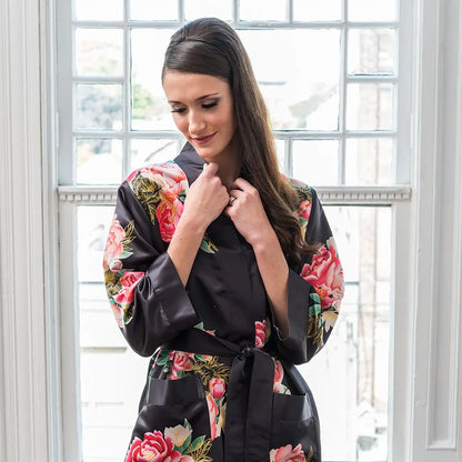 Custom Satin Floral Bridal Robes