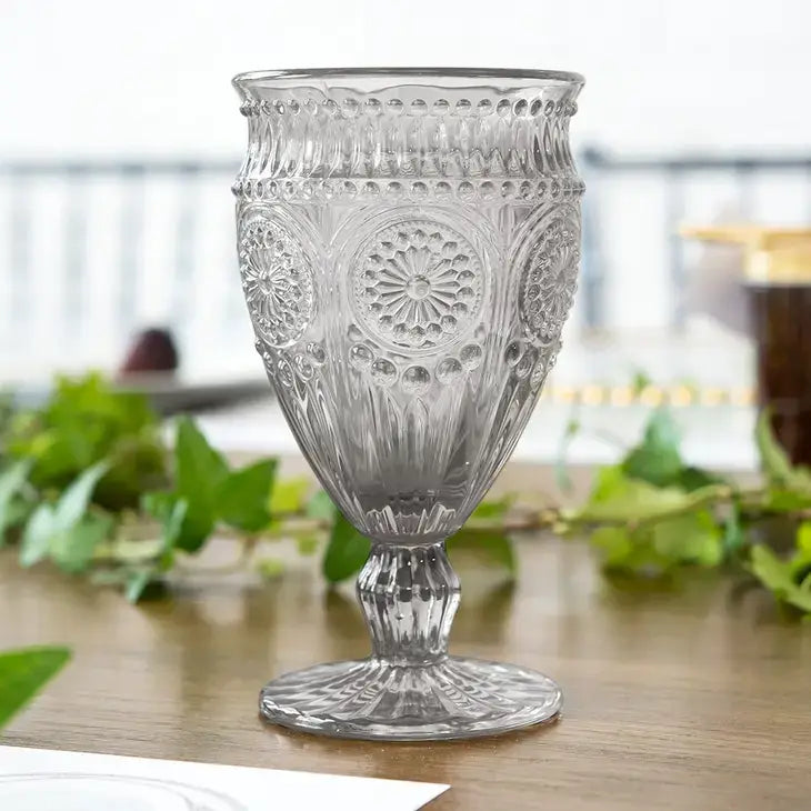 Vintage Style Pressed Glass Wine Goblet