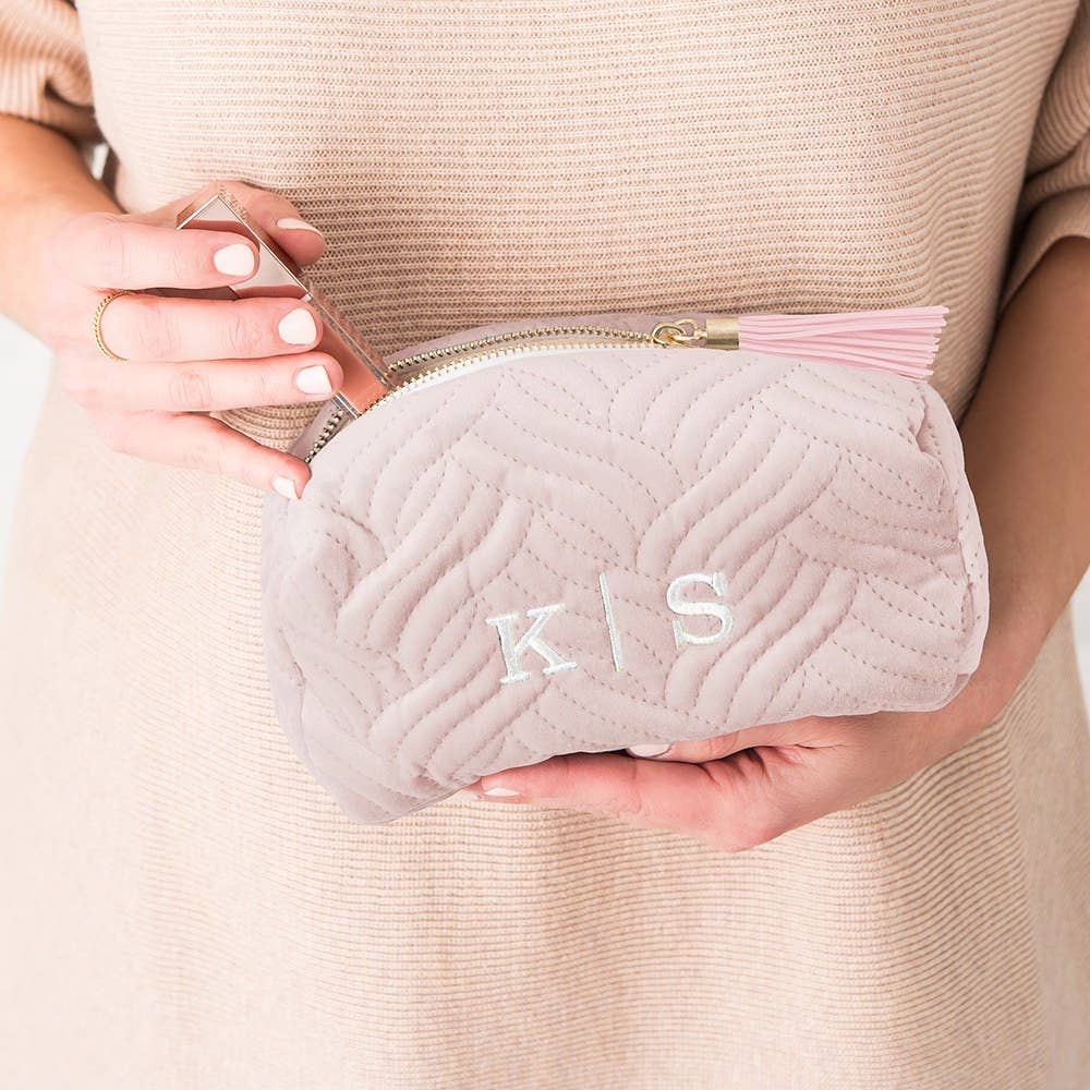 Custom Small Velvet Quilted Makeup Bag
