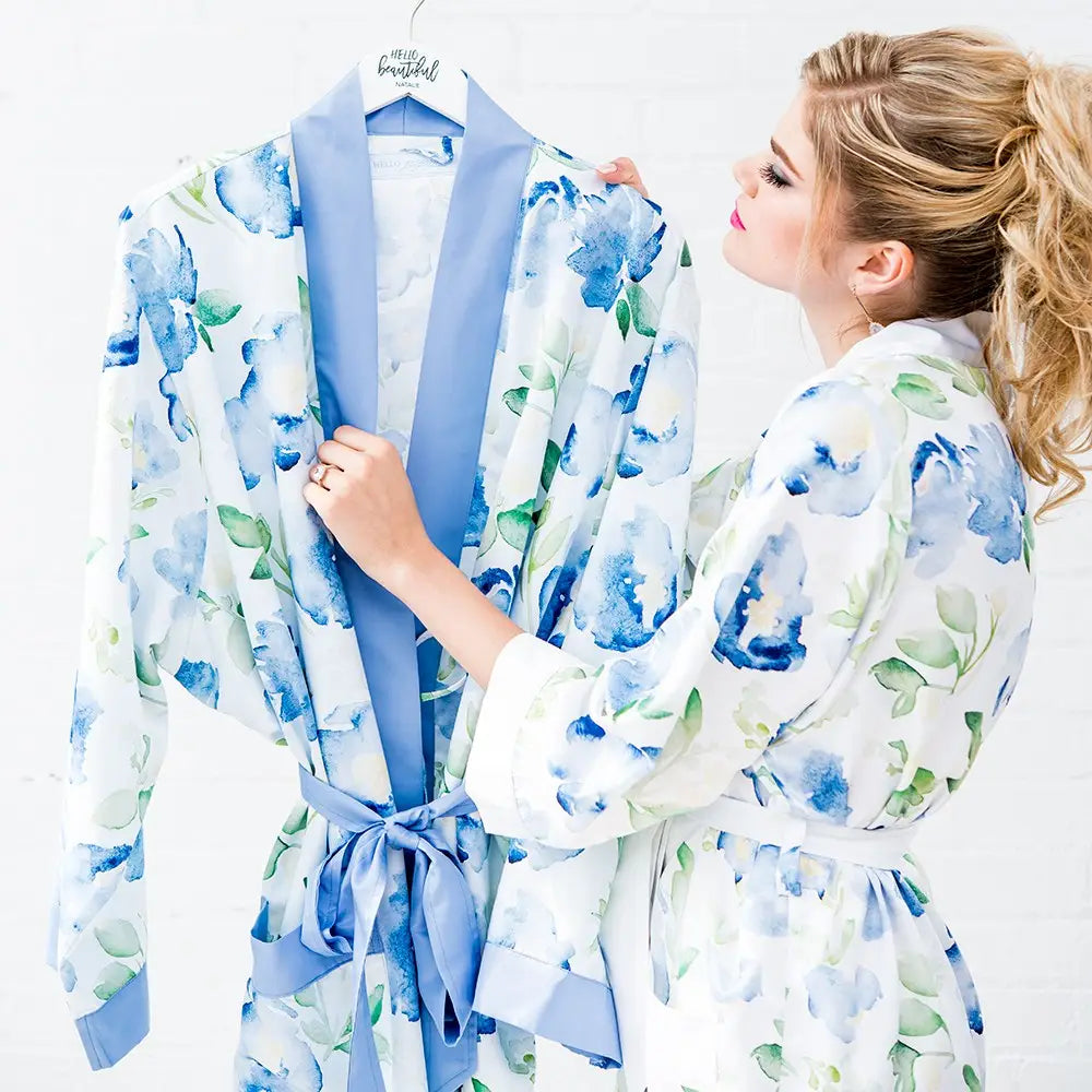 Custom Satin Floral Bridal Robes