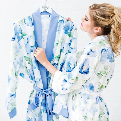 Custom Satin Floral Bridal Robes