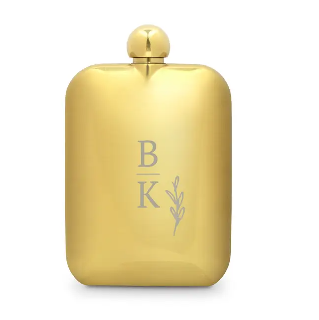 Custom Gold Metal Round Edged Hip Flasks