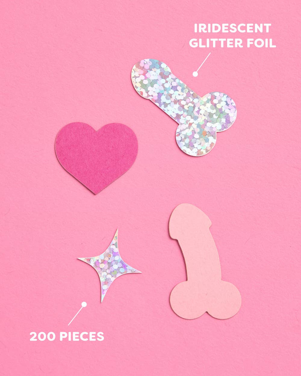 Penis Confetti - 200 pc pink + holographic confetti, Bachelorette Party