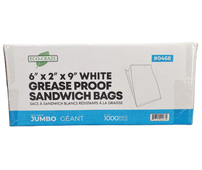 Grease Proof White Sandwich/Bakery Bags