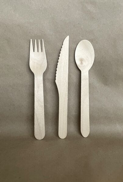 Birch Wood Cutlery Set/Fork/Knife/Spoon/Napkin 250cs