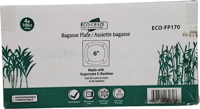 Square Sugarcane Plates 500/case