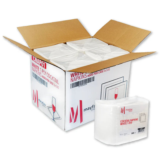 Mayfair White 1ply Cocktail Napkins 4000/case