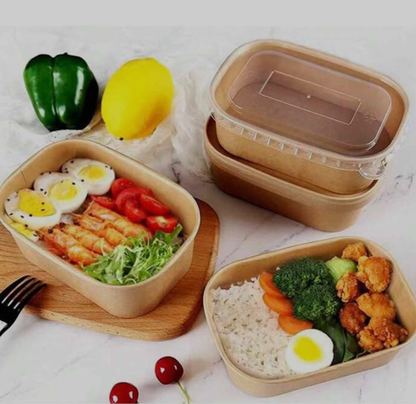 Green Century Rectangular Kraft Salad/Deli Bowls