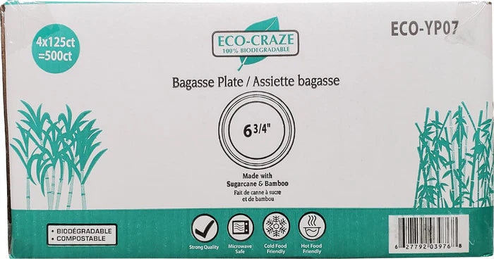 Round Sugarcane Plates 500/case