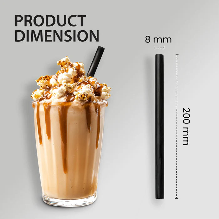 Value 8" Bulk Jumbo Black Plastic Straw 500/box