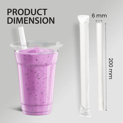Value 8" Wrapped White Plastic Straw 250/box