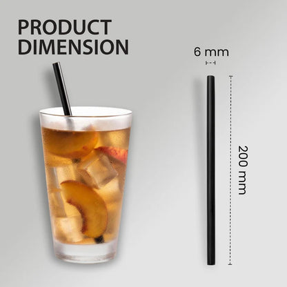 Value 8" Bulk Black Plastic Straw 500/box