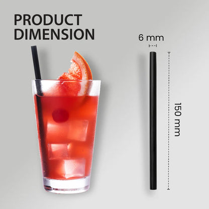 Value 6" Bulk Cocktail Black Plastic Straw 250/box