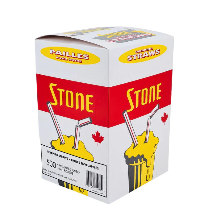 Stone 081300 8" Individually Wrapped Milkshake Plastic Straws 500/box