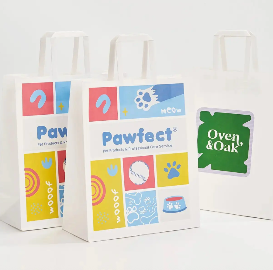 Custom Flat Handle Paper Bags
