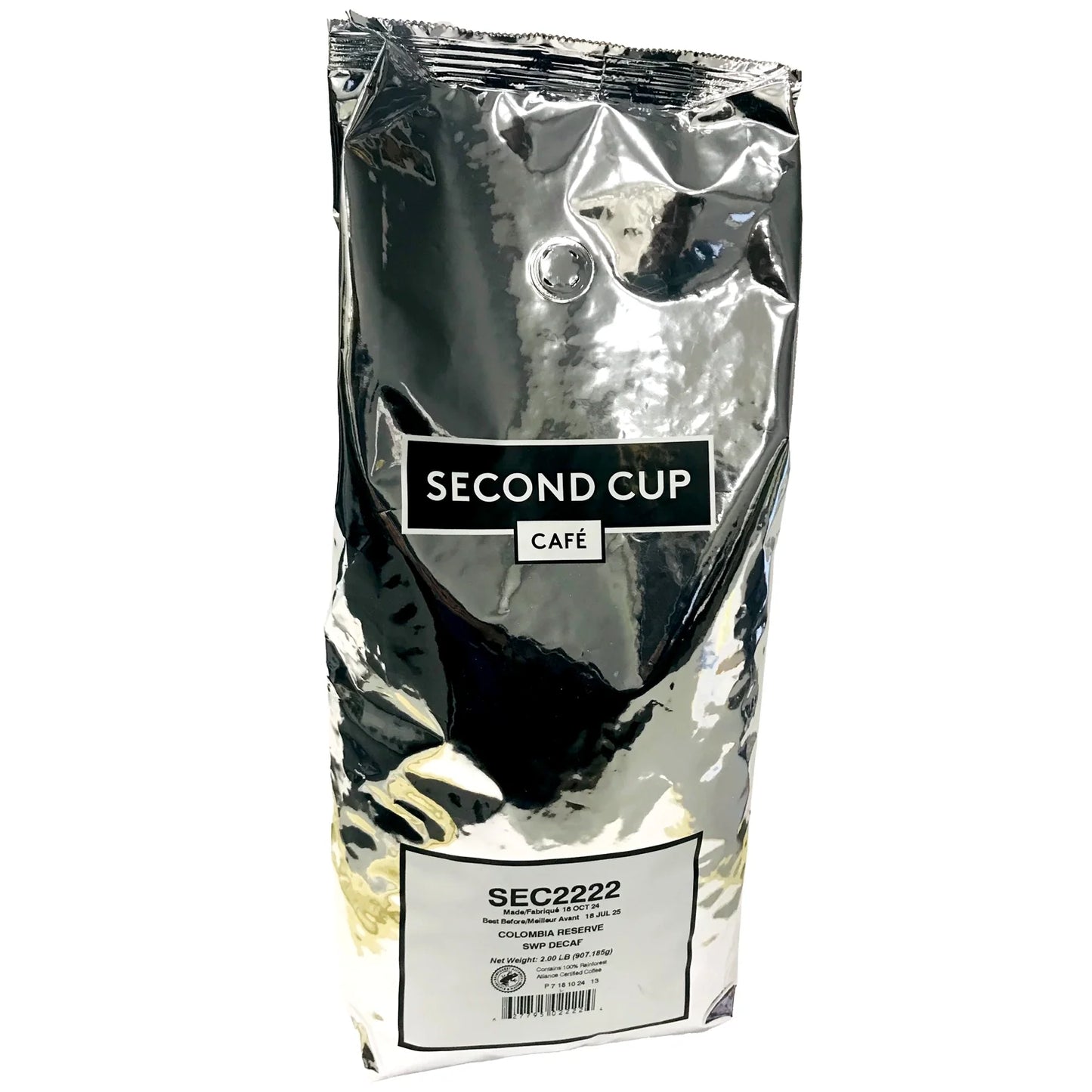 Second Cup Colombian Reserve Decaf Whole Bean Coffee
