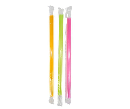 Stone 089200 Assorted Colour 10" Individually Wrapped Bubble Tea Plastic Straws 500/box