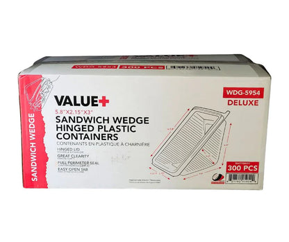 Value Deluxe Hinged Sandwich Wedge 300/case