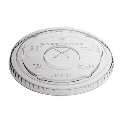 Green Century Compostable PLA Flat Lid with X Straw Slot 1000/case