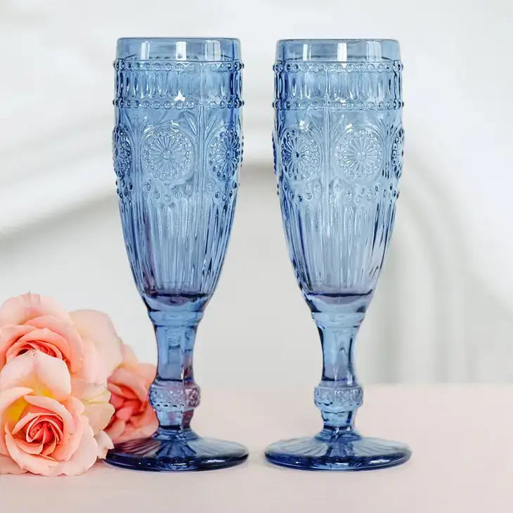 Vintage Style Pressed Glass Champagne Flute