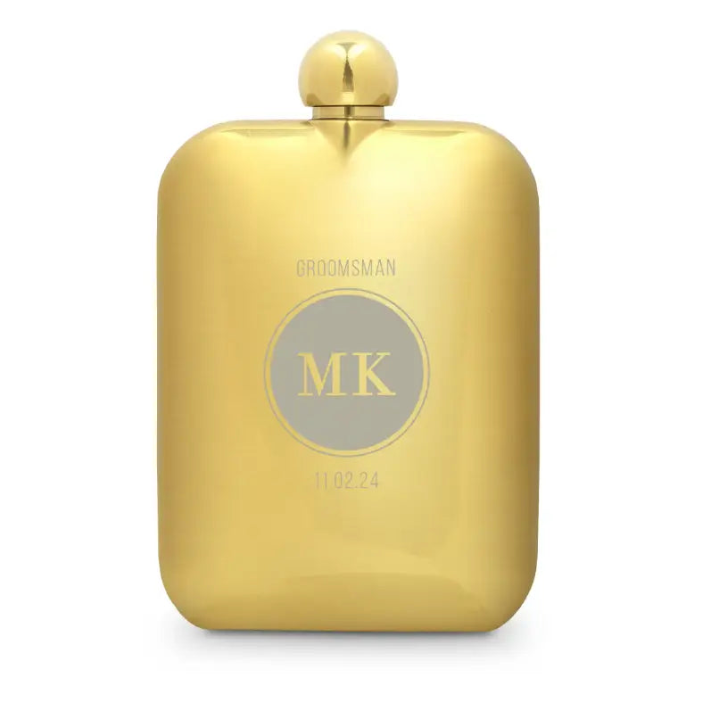 Custom Gold Metal Round Edged Hip Flasks