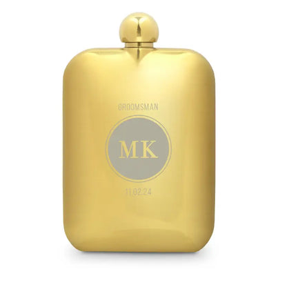 Custom Gold Metal Round Edged Hip Flasks