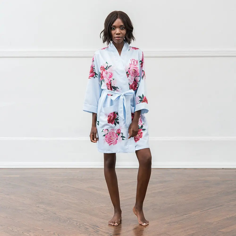 Custom Satin Floral Bridal Robes