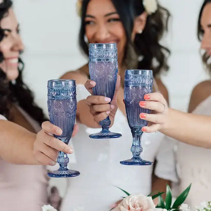 Vintage Style Pressed Glass Champagne Flute