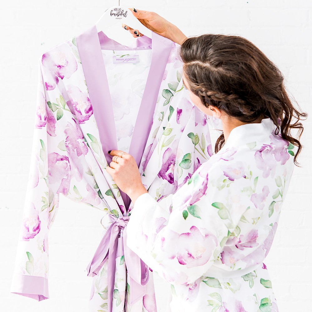 Custom Satin Floral Bridal Robes