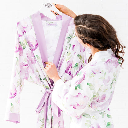 Custom Satin Floral Bridal Robes