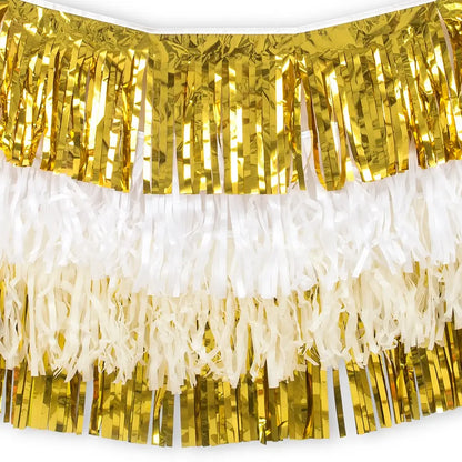 Tissue Paper & Metallic Foil Layered Fringe Garlands