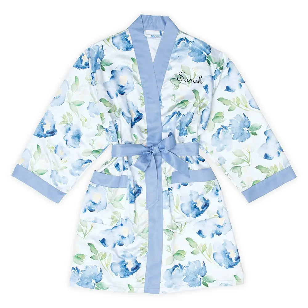 Custom Satin Floral Bridal Robes