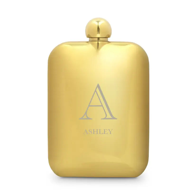 Custom Gold Metal Round Edged Hip Flasks