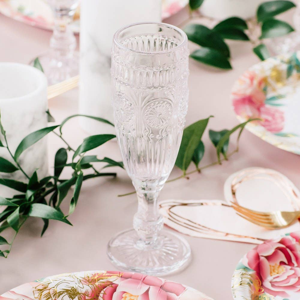 Vintage Style Pressed Glass Champagne Flute