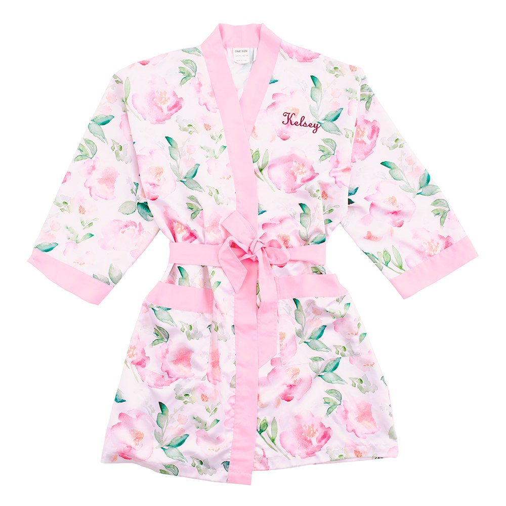 Custom Satin Floral Bridal Robes