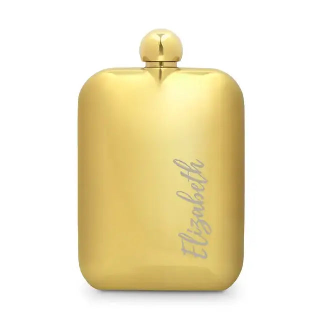 Custom Gold Metal Round Edged Hip Flasks