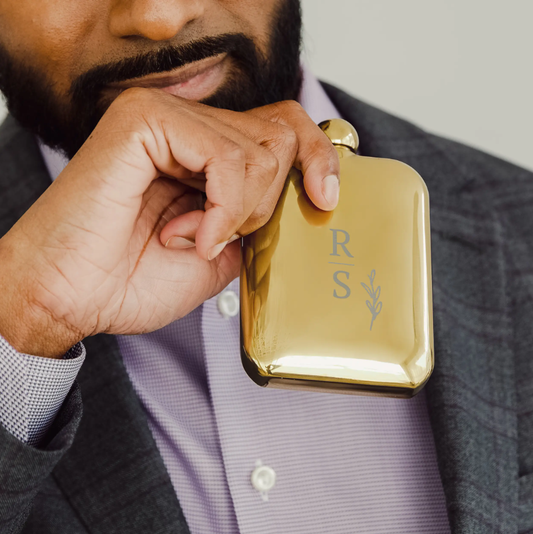 Custom Gold Metal Round Edged Hip Flasks
