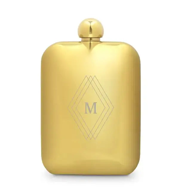 Custom Gold Metal Round Edged Hip Flasks